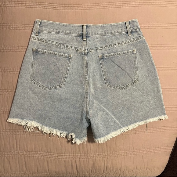 Cider Light Blue Distressed Jean Shorts Bedazzled Fringe Festival - Picture 4 of 4